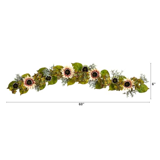 5ft. White Sunflower & Hydrangea Garland